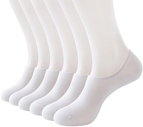 OMLADI Men 's Boat Socks Invisible Bamboo Fiber Socks Silicone Non-slip Sports Deodorant Socks (White)