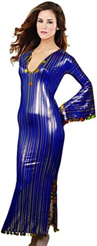 Oriental Handmade Abaya Sexy Beaded Saidi Costume Galabya Belly Dance Lingerie-Blue