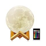 LOGROTATE Moon Lamp with Stand(Diameter 4.7 inch), 16 Colors 3D Print Moon Light with Remote & Touch Control and USB Recharge, Moon Light Lamps for Baby Kids Lover Birthday Fathers Day Gifts