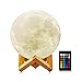 LOGROTATE Moon Lamp with Stand(Diameter 4.7 inch), 16 Colors 3D Print Moon Light with Remote & Touch Control and USB Recharge, Moon Light Lamps for Baby Kids Lover Birthday Fathers Day Gifts
