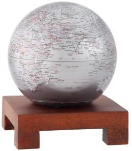 Mova 6" Silver Earth Globe with Square Base in Natural Wood