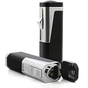 Scorch Torch Skyline Triple Jet Flame Butane Torch Cigarette Cigar Lighter w/Punch Cutter Tool (Black)