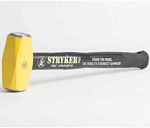 ABC HammersSledge Hammer - 4 lb. Stryker Hammer with Drop Forged Steel Head & 16" Steel Reinforced Rubber Handle - PRO416S
