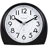 5.5" Silent Analog Alarm Clock Non Ticking, Gentle Wake, Beep Sounds, Increasing Volume, Battery Operated Snooze and Light Functions, Easy Set, Black (Best for Elder)