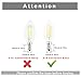 Lamsky E14 European Screw Base LED Filament C35 Shape Bullet Top,2W Daylight 6000k, 20-Watt Incandescent Equivalent, No-Dimmable (2-Pack)