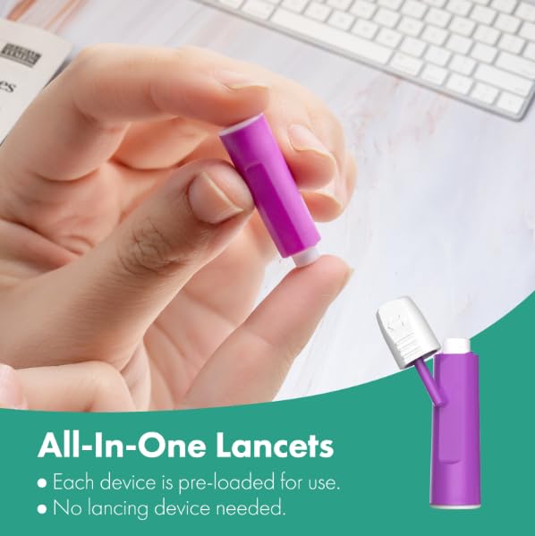 Safety Lancets, 100 Count Sterile, Pressure Activated Activation, 28 Gauge Needle, 1.8 mm,Single-Use, Gentle for Comfortable Testing