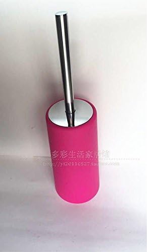ZHFC Household stainless steel handle base toilet brush fashion clean toilet brush Simplified European toilet brush,Rose red