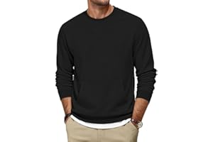 AUSELILY MEN Men's Crewneck Sweatshirts Cotton Casual Hoodless Pullover Long Sleeve with Kangaroo Pockets X Decoration