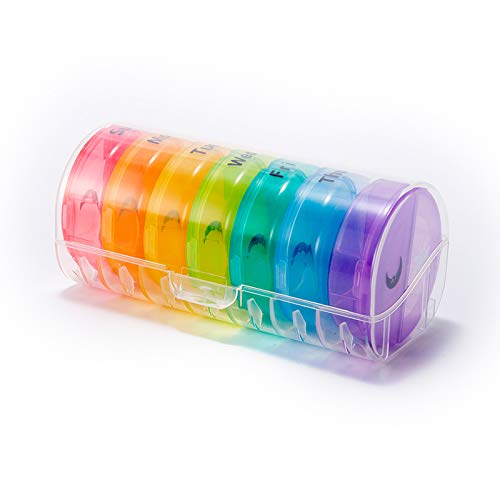 REOOHOUSE Pill Box Weekly Daily Pill Organizer AM PM 7 Day with Moisture-Proof Design (Multicolor)