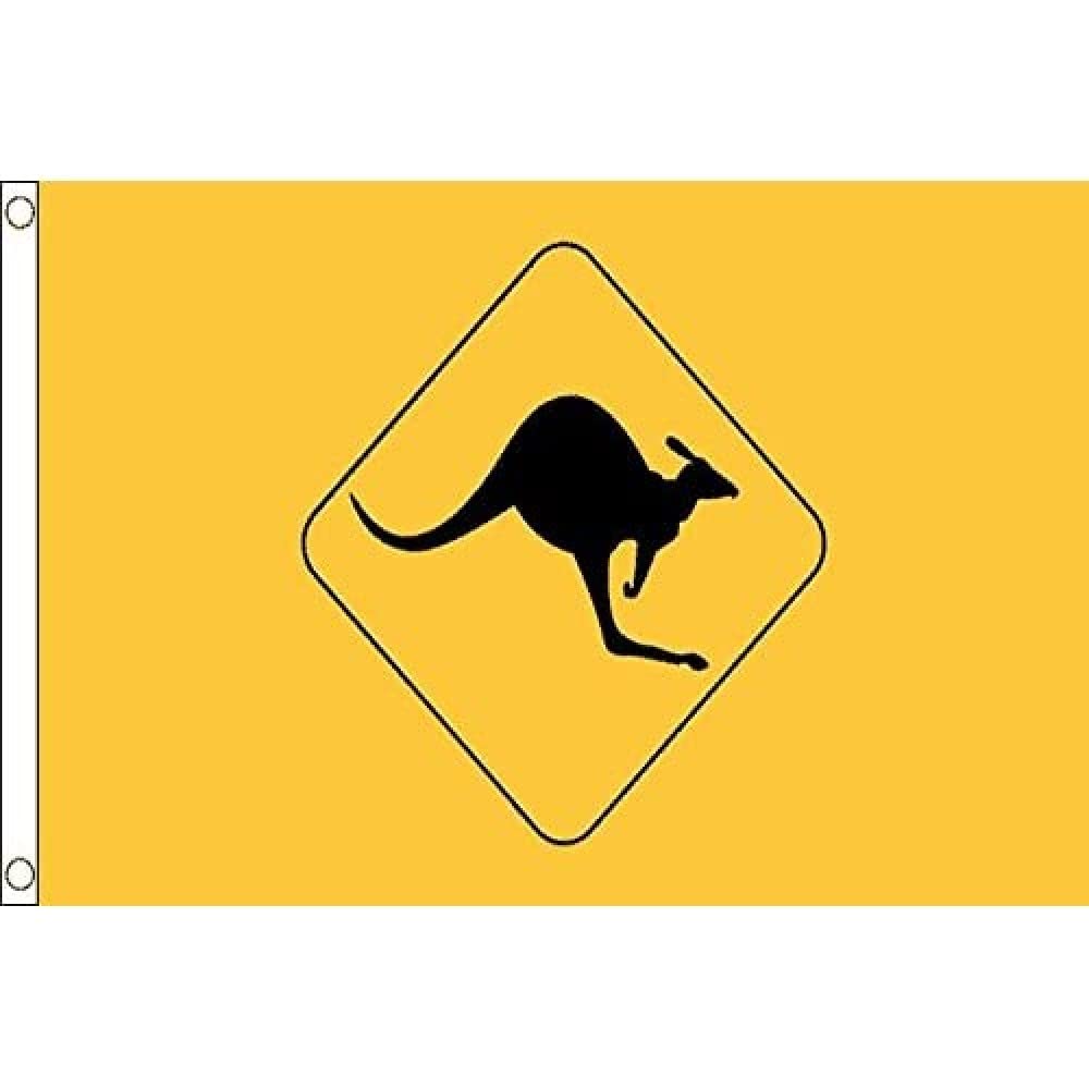AZ FLAG - Australia Kangaroo Sign Flag - 3x5 Ft - 100D Polyester Australian Road Sign Banner with Two Metal Grommets - Fade Resistant - Vivid Colors - 3' x 5' Feet - 150x90 Cm