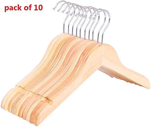 HYibiao Baby Hangers Children Hanger Wooden Clothes Hanger 10 Pack Solid Wood Natural Finish Hanger Non Slip Hanger Heavy Duty Hangers