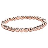Ourania Stainless Steel Bead Elastic Bracelet Rose Gold Plated Color