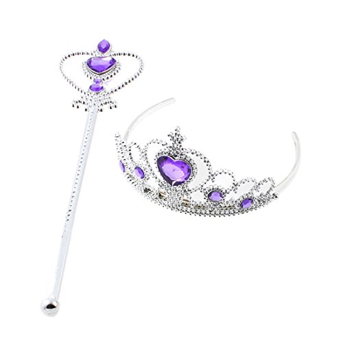 uxcell Princess Crown Hair Band Magic Wand Party Cosplay Set Silver Tone