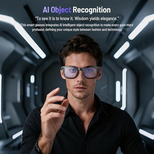 2026 AI Smart Glasses with Camera and Bluetooth, 8MP 4K Camera Glasses with Translation & Voice Control, Video, Audio Recording, IP67 Waterproof Smart Glasses for Business & Outdoor(Photochromic)