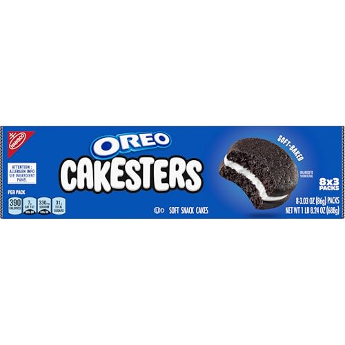 OREO CAKESTERS SOFT SNACK CAKES, 8-3.03 OZ SNACK PACKS