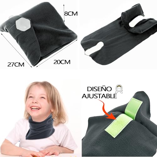 VXMBNB Almohada de Viaje,Protección del Cuello,Almohada de Viaje para el Cuello,Ajustable,compacta,Adecuado para hogar,Oficina, Viajes de Larga distanciaetc. (Ceniza)