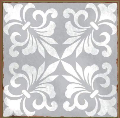 Grey tile stickers Victorian Morrocan Modern retro self adhesive wall art decor transfers-Bathroom backsplash kitchen splashbacks floral decals peel and stick (Grey 4, 4 inch) Pack of 10