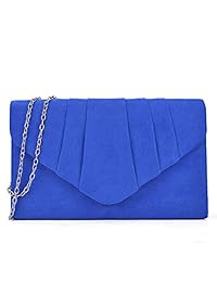Dasein - Bolso de noche para mujer, de terciopelo, plisado, con sobre, para bodas, fiestas, bodas, Morado, talla única