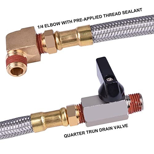 JOROY Extended Tank Drain Assembly 10 INCH Flexible Braided Steel Tube