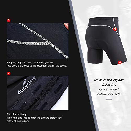 image for 4ucycling Men's Cycling Shorts 3D Gel Padded Bicycle Riding Pants Bike