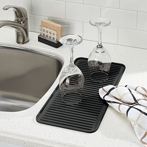 mDesign Silicone Dish Drying Mat Protector for Kitchen Countertop