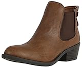Soda Women's Chelsea Faux Leather Elastic Side Panel Ankle Boots Dress