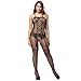 Deksias Women's Fishnet Bodystocking Sexy Strappy Crotchless Bodysuits Plus Size Lingerie (Black)