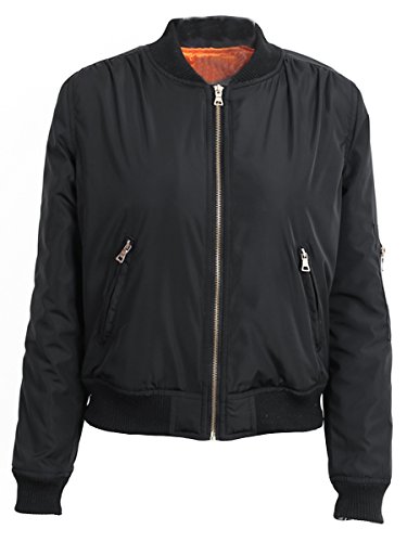 Simplee Apparel Women's Padded Zipper Biker Bomber Down Jacket Coat, Black, Asia S, US 0-2 Simplee Apparel Women's Padded Zipper Biker Bomber Down Jacket Coat, Black, Asia S, US 0-2