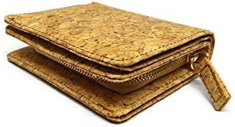 Vegan Wallet Cork Women Bifold with Zipper for coin slot Rfid protect