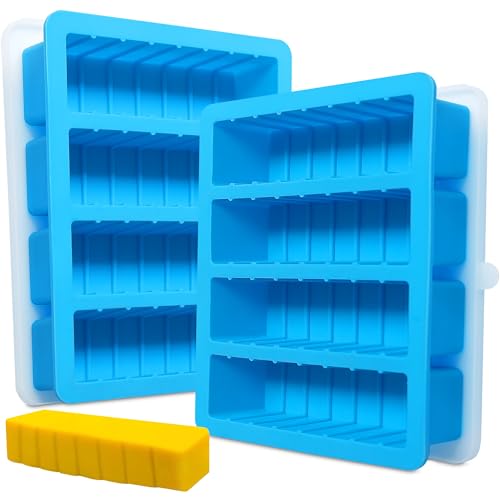 Sidosir 2PCS Butter Silicone Mold with Lid, Non-Stick Butter Mold Tray with Measurements for Making Butter for Chocolate Making and Homemade Cakes Baking