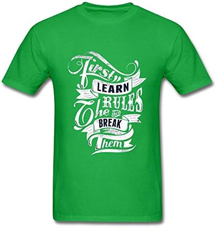 Yhdjk Men's First Learn The Rules Then Broke it T Shirt Forest Green L