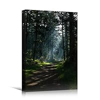 Canvas Wall Art Green Forest Dramatic Forest Landscape Living Room Multicolor Photography Rustic - 12x18 inches