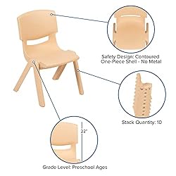 Flash Furniture 4 Pack Natural Plastic Stackable