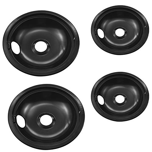Bestong 4-pack Gas Stove Burner Covers Stainless Steel Reflector Bowls Stove Drip Pans for Frigidaire Kenmore 5304430149, 5304430150 - Black - Thumbnail 5
