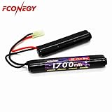 FCONEGY NiMH Battery 8.4V 1700mAh 7-Cell Nunchuck Pack with Small Tamiya Plug for Airsoft Gun