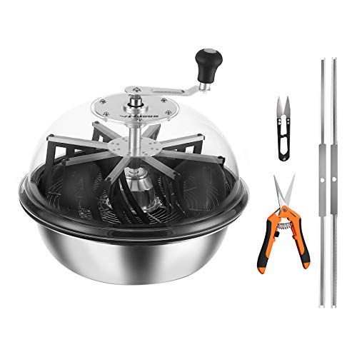 VIVOSUN 16 inch Bud Leaf Bowl Trimmer- Clear Visibility Dome, Sharp Stainless Steel Blades for Spin Cut & Solid Metal Gear Box, Hand Pruner Included (Upgraded Version)