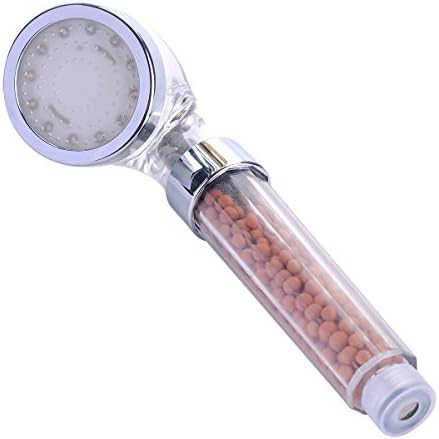 FUDEECON LED Shower Head Pressure LED Handheld Lonic Filter Chlorine Filtration Shower Head RGB LED Light up Shower Head with Temperature Sensor 100% Hydroelectric No Batteries Needed