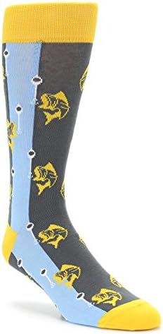 Boldsocks Men's Novelty Socks (Fishing Grey Yellow)