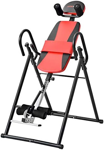 COZYWELL Heavy Duty Foldable Inversion Table Fitness Back Upside Down with Adjustable Headrest & Lumbar Support Pad for Pain Relief Therapy (Orange)
