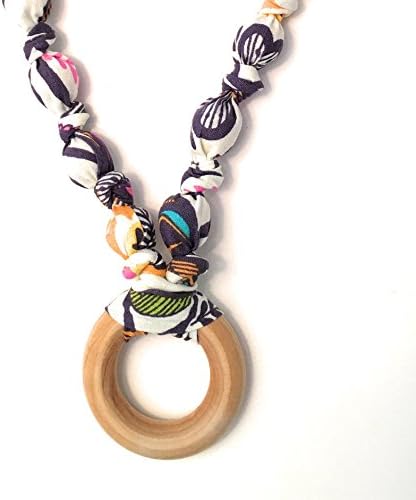 Teething Necklace for Moms; Promote Baby's Sensory Stimulation and Provide Teething Relief with Natural Maple Wood, Cotton Fabric and Chew Beads - Great for babywearing