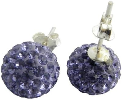 925 14MM Silver Tanzanite Crystal Stud Earring Jewelry