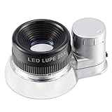tm-home LED Illuminated 20X Jewelers Loupe Magnifier, Premium Aluminum Magnifying Eye Loop Best for Jewelry, Diamonds, Gems, Coins, Engravings and More