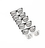 Peicees Bridal Bachelorette Party Favors, Bride & Bridesmaid Party Sunglasses, Themed Novelty Glasses, 6 Packs of Bride, Maid of Honor and Brides Maid, Black&White