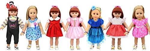 American Girl Doll Clothes Dress 7pcs Doll Outfits Gown Clothing for 18 Inch Doll for Children Kids Birthday Christmas Gift
