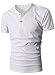 MIEDEON Men Linen and Cotton V Neck Short Sleeve Casual Henley T-Shirt