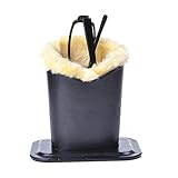 Cosmos ® Black PU Leather Eyeglasses Holder Stand with Light Brown Color Plush Lined