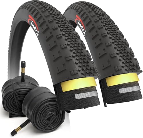 Fincci Gravel Copertoni Bici 700x38c - Set di Gomme Pieghevoli 28" con Protezione Antiforatura 1 mm e 2 Camere d'aria Schrader 40-622 - Pneumatici per Montagne & Elettrica Bici, City Bike Uomo & Donna