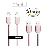 NetDot 2 Pack 2nd Generation Magnetic USB Charger Cable Adapter for iPhone 5, 5c, 5s, SE, 6, 6 Plus, 6s, 6s Plus, 7, 7 Plus (2 Pack rose gold)