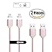 NetDot 2 Pack 2nd Generation 1M/3.3FT Nylon Braided USB2.0 Fast Charging & Sync Magnetic Lightning Cable for iPhone ( 3.3ft / 2 pack rose gold )