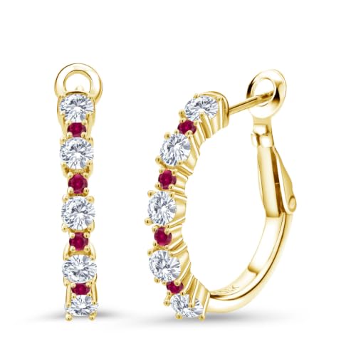 Gem Stone King Gemstone & Created Ruby Hoop Earrings-Lab Grown Diamond at Amazon
